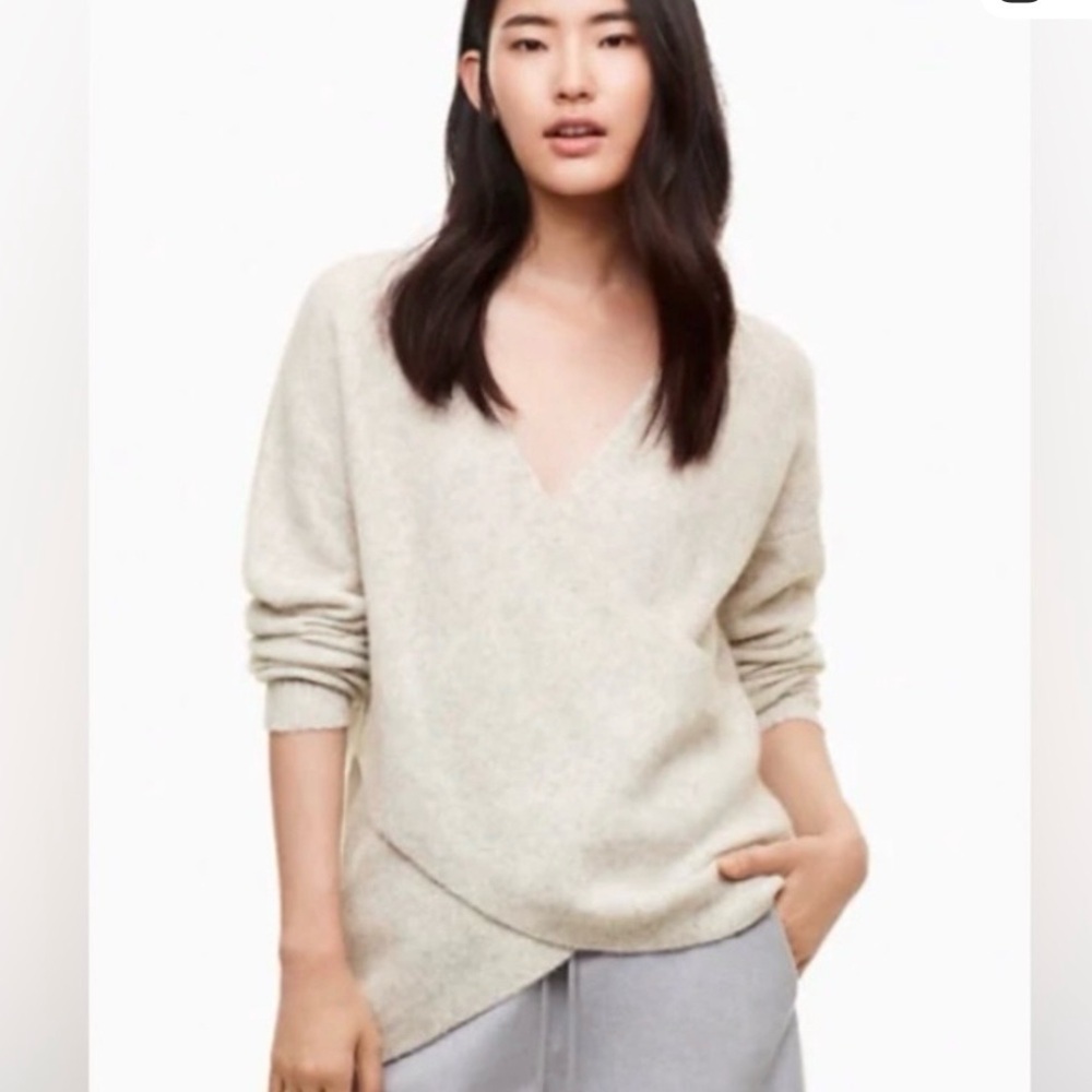 Aritzia The Group Babaton Bandini Sweater Oatmeal Oversized XS Wrap Yak Blend